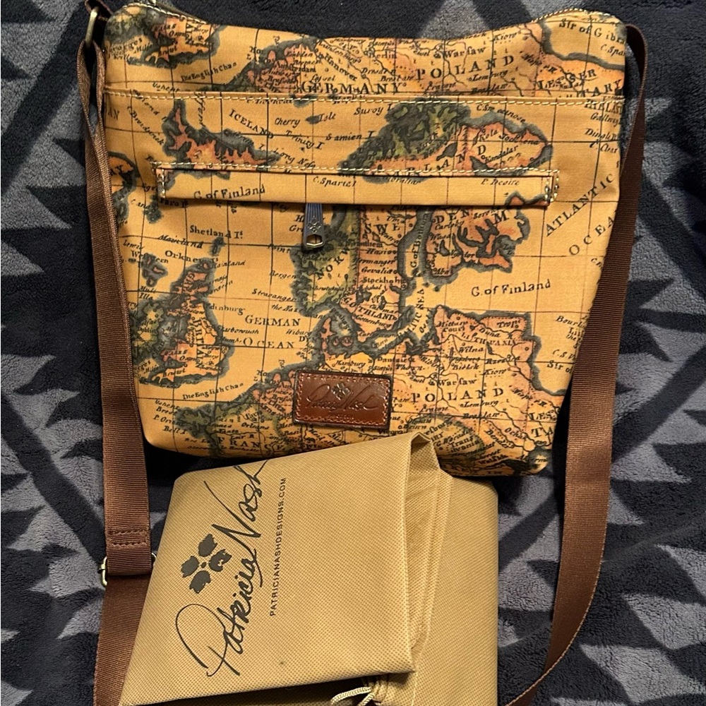 Patricia Nash Coated Canvas Carmini Crossbody (Greek Map Pattern)